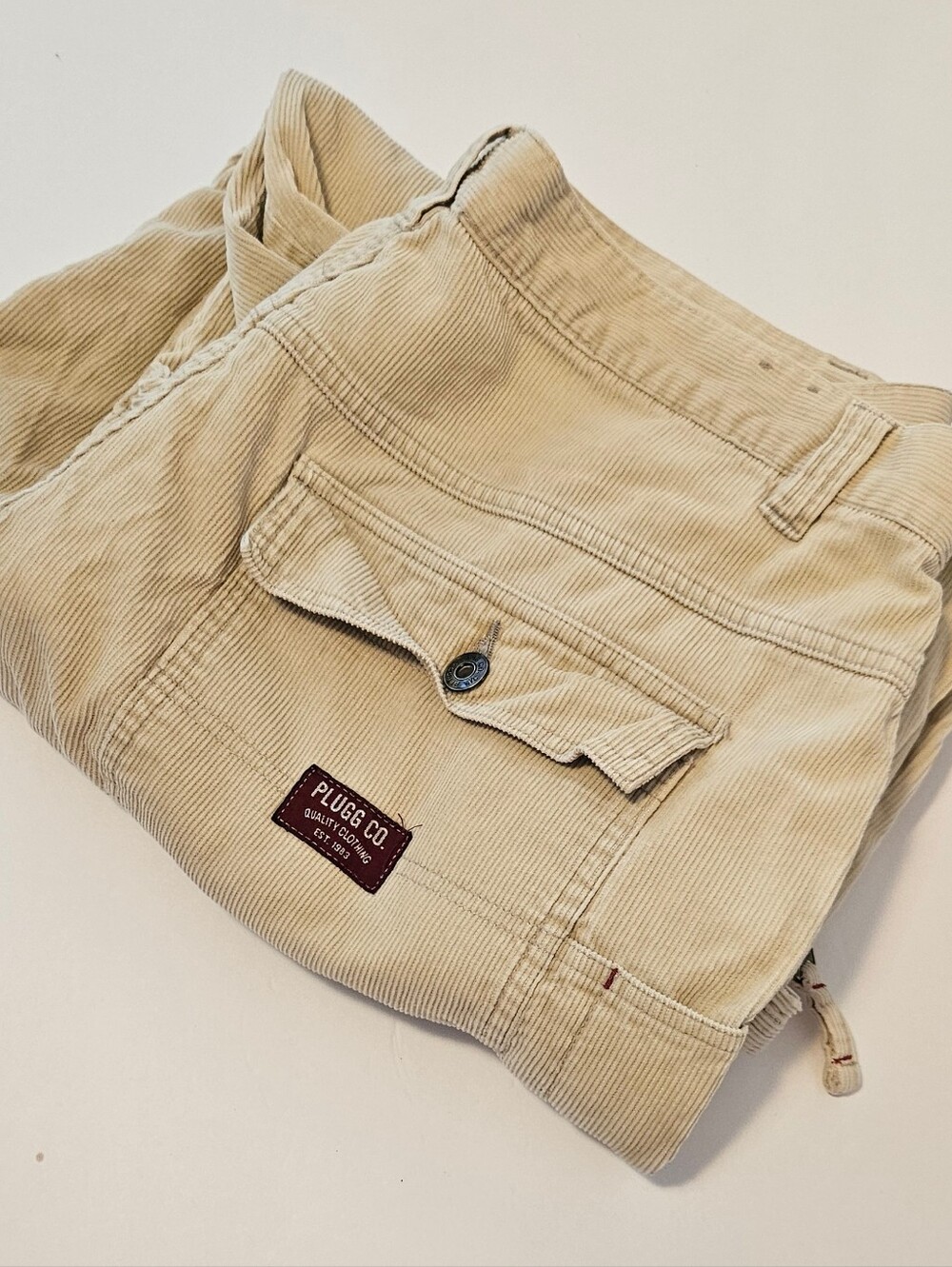 Men's Plugg Wide Leg Carpenter Corduroy Skate Pants - Sand - 38x32 - LIKE NEW